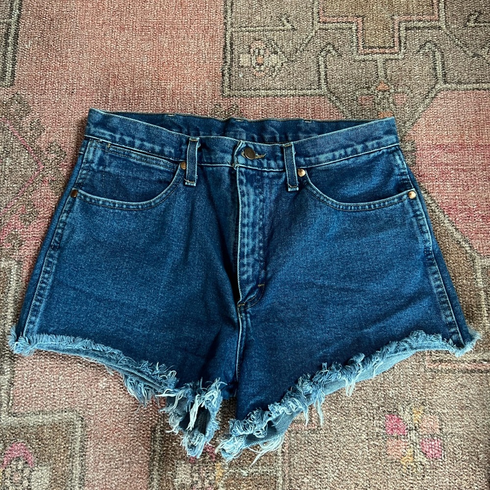 Wrangler Blue Frayed Jean Shorts
